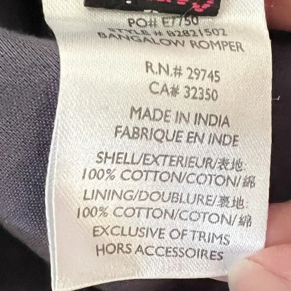 Volcom Women’s Bangalow Summer 100% Cotton Romper Size XS Purple Beach Coverup - Picture 8 of 8